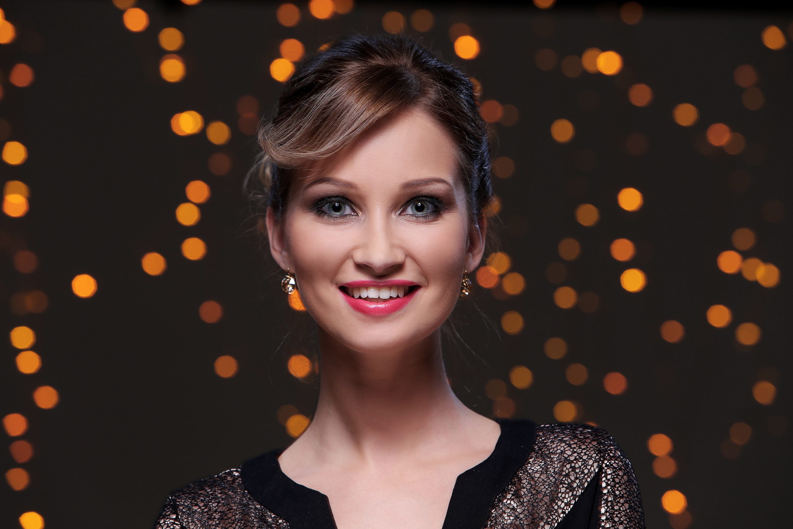 Beautiful girl posing during new year party celebration party makeup