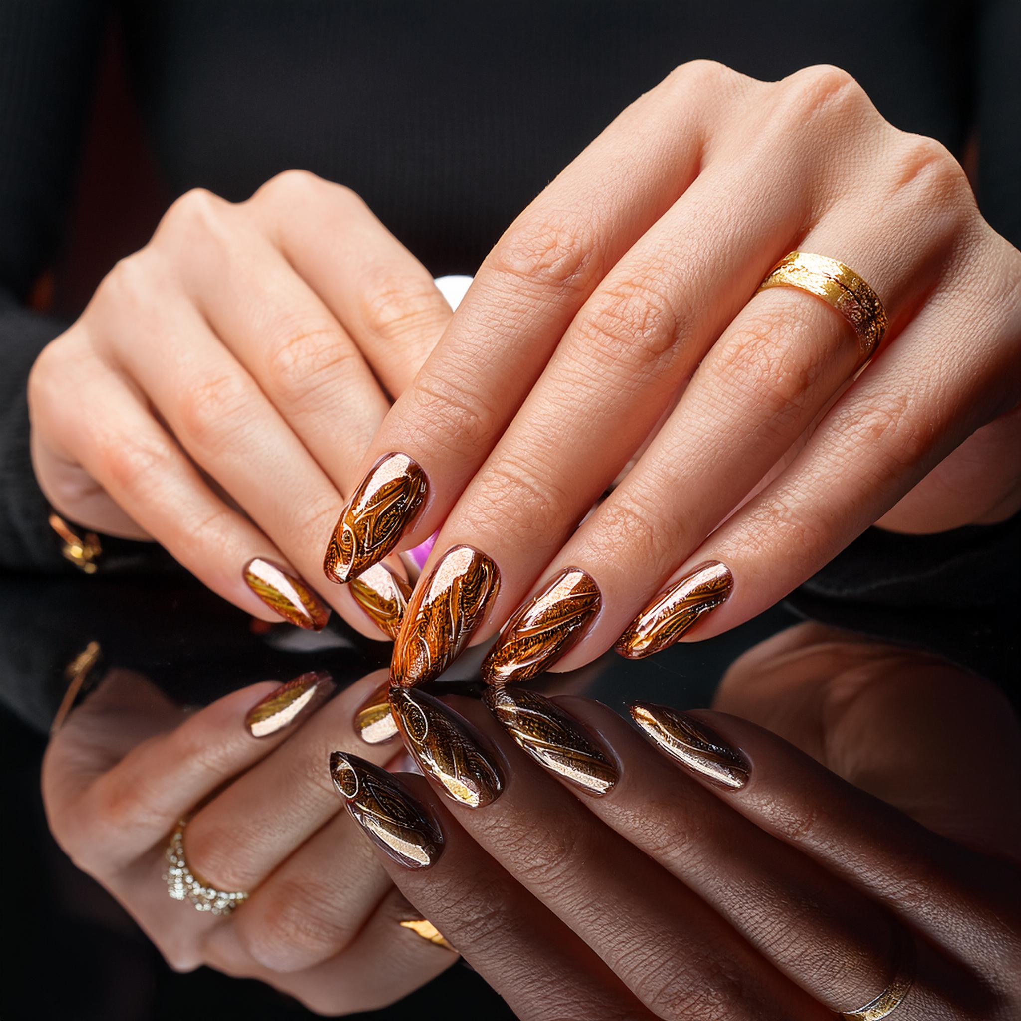 woman-with-gold-nails-gold-nails-with-gold-colored-nails Nail art